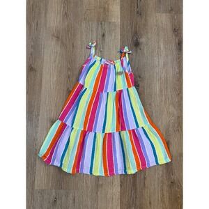 Juicy Couture Kids Rainbow Striped Cotton Gauze Tiered Sundress Size 5